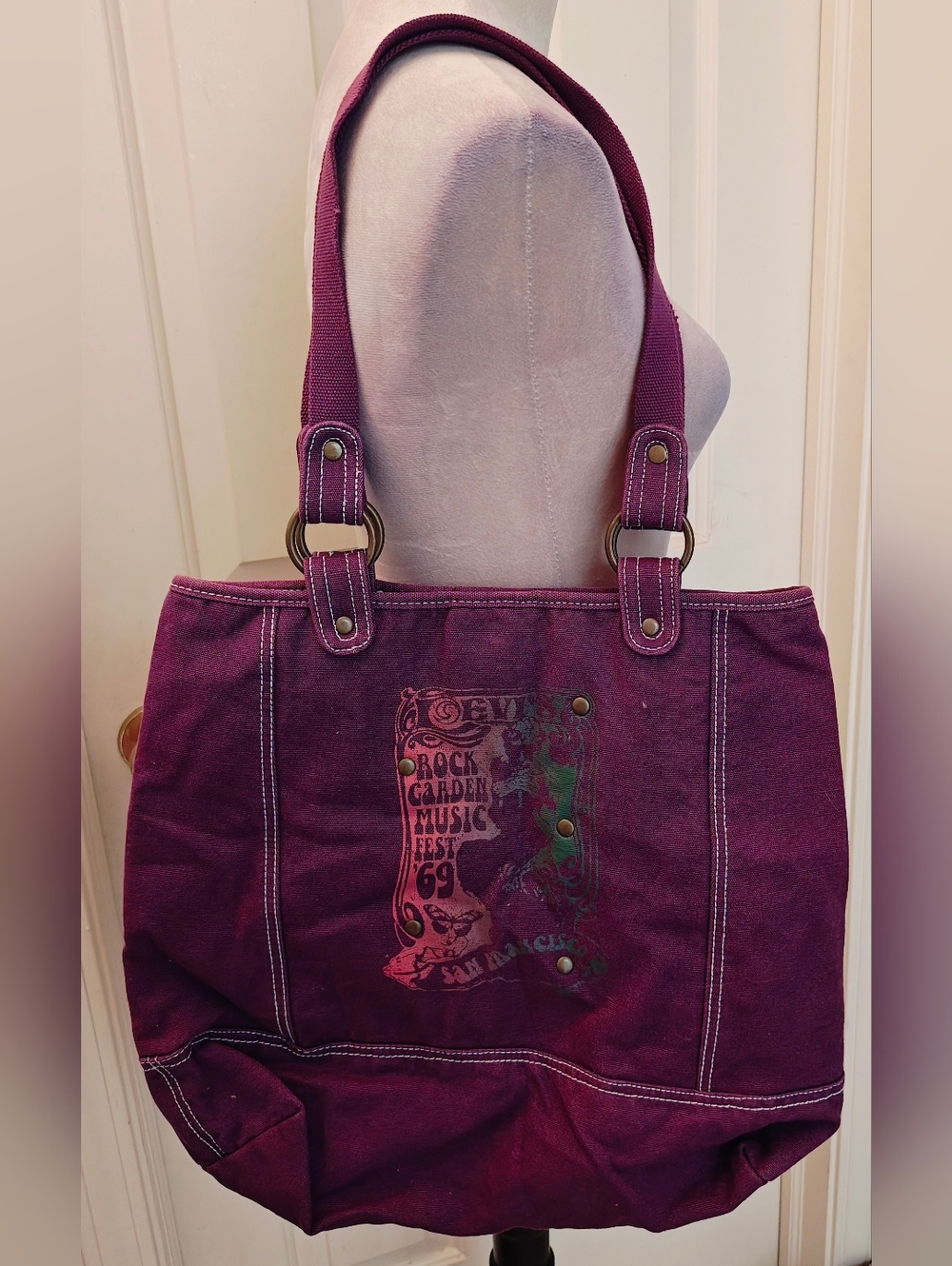 Vtg Arcuate Tag Levi's Rock Garden Music Fest '69 San Francisco Canvas Tote Bag